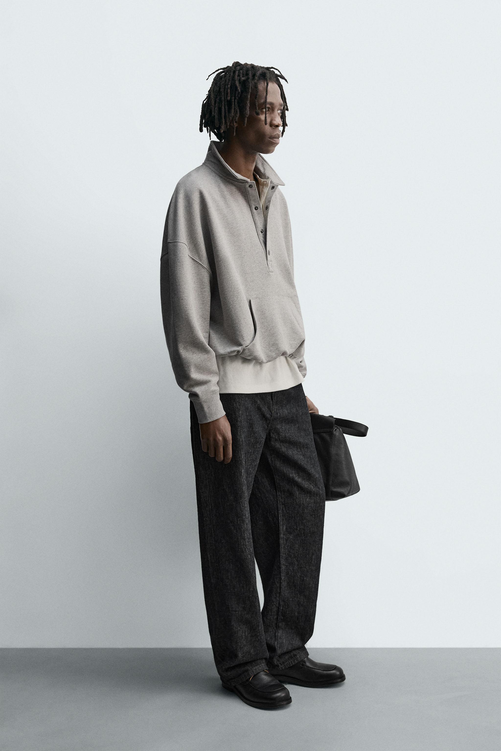 BOXY FIT POLO SWEATSHIRT